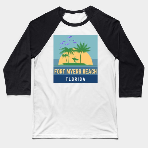 Fort Myers Beach Florida Sunset Baseball T-Shirt by bougieFire